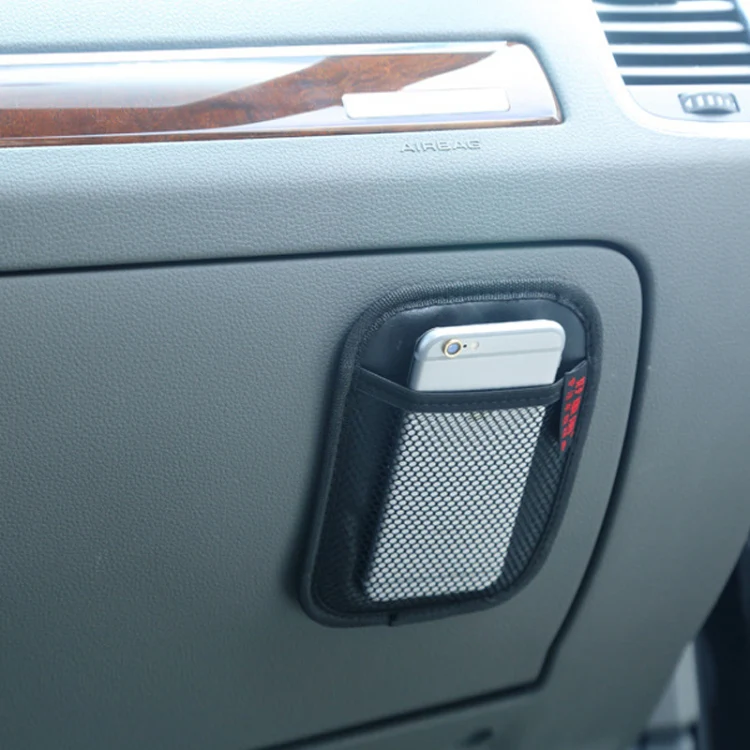 Microfiber Leather Car Mobile Phone Sticky Storage Net Bag, Color: H007 Gray Small - Image 6