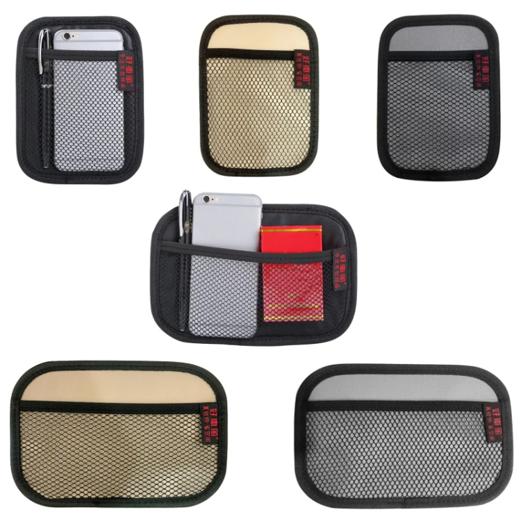 Microfiber Leather Car Mobile Phone Sticky Storage Net Bag, Color: H009 Beige Large - Image 2