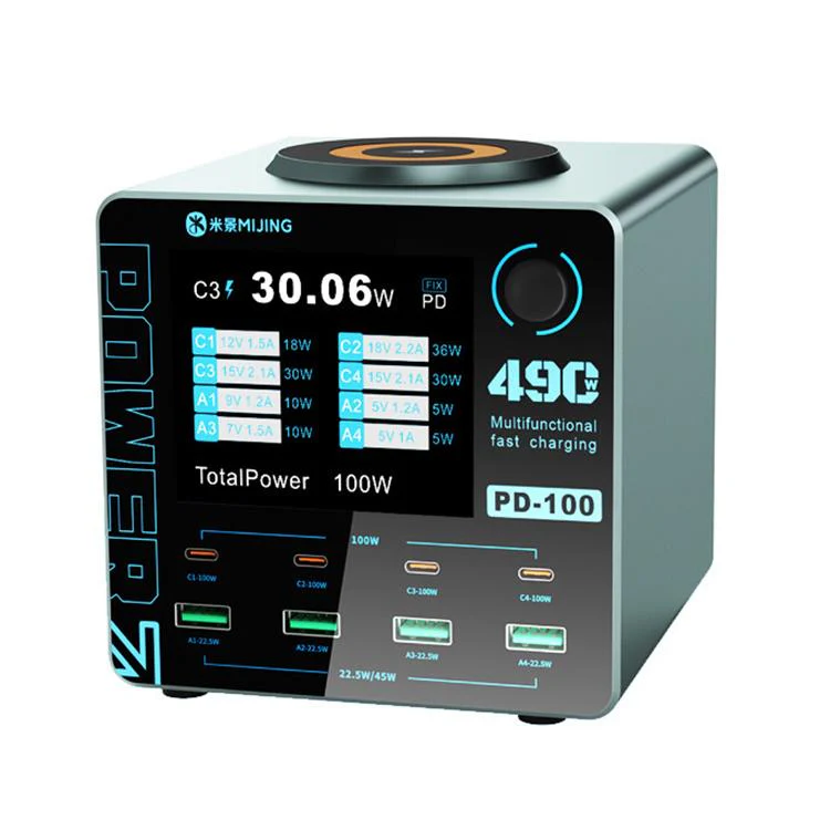 Mijing PD100 100W Multi-Port Smart Fast Charger Supports QC / PD Fast Charging & 15W Wireless Charging, Plug:US Plug