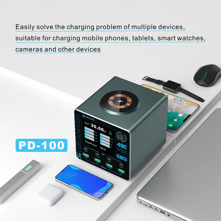 Mijing PD100 100W Multi-Port Smart Fast Charger Supports QC / PD Fast Charging & 15W Wireless Charging, Plug:US Plug - Image 7