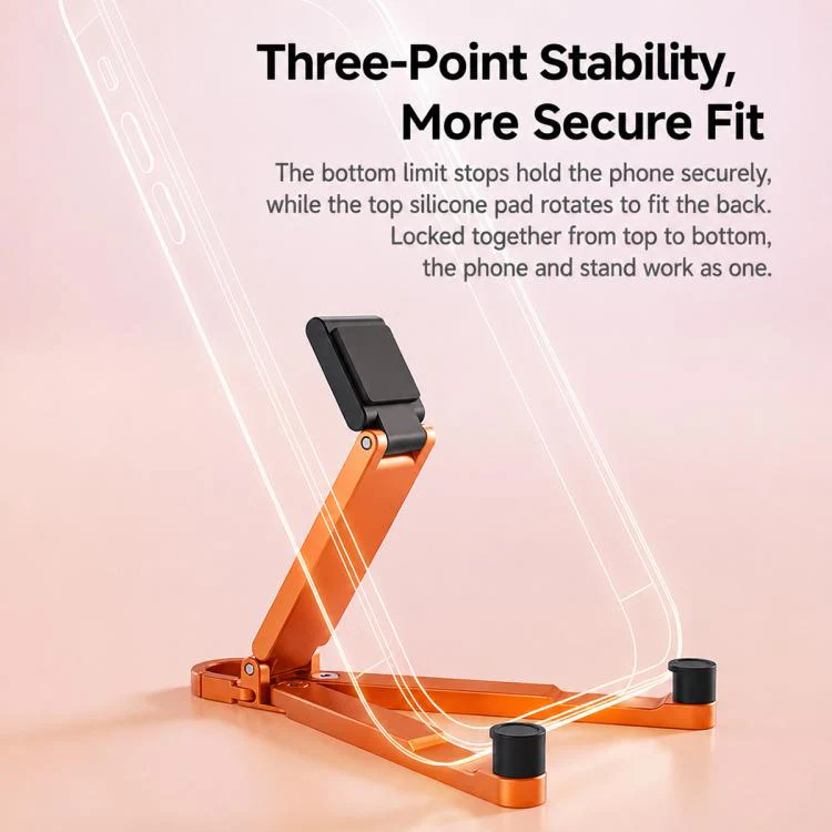 Mini Foldable Aluminum Alloy Keychain Phone Holder(Rose Gold) - Image 6