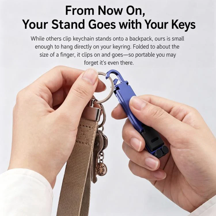Mini Foldable Aluminum Alloy Keychain Phone Holder(Rose Gold) - Image 8