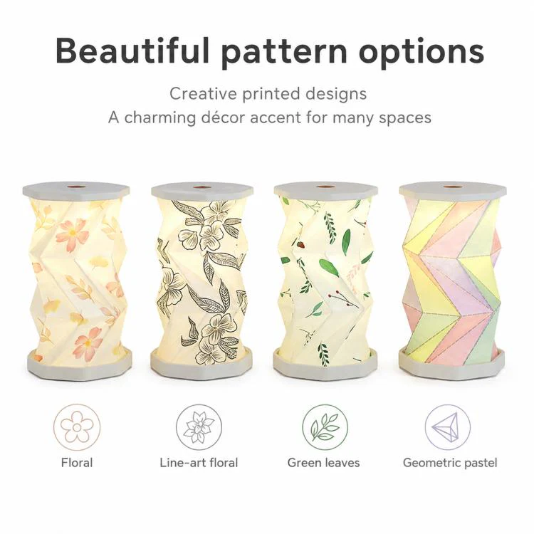 Mini Foldable Rotating Paper LED Lantern Night Light(Flowers) - Image 10