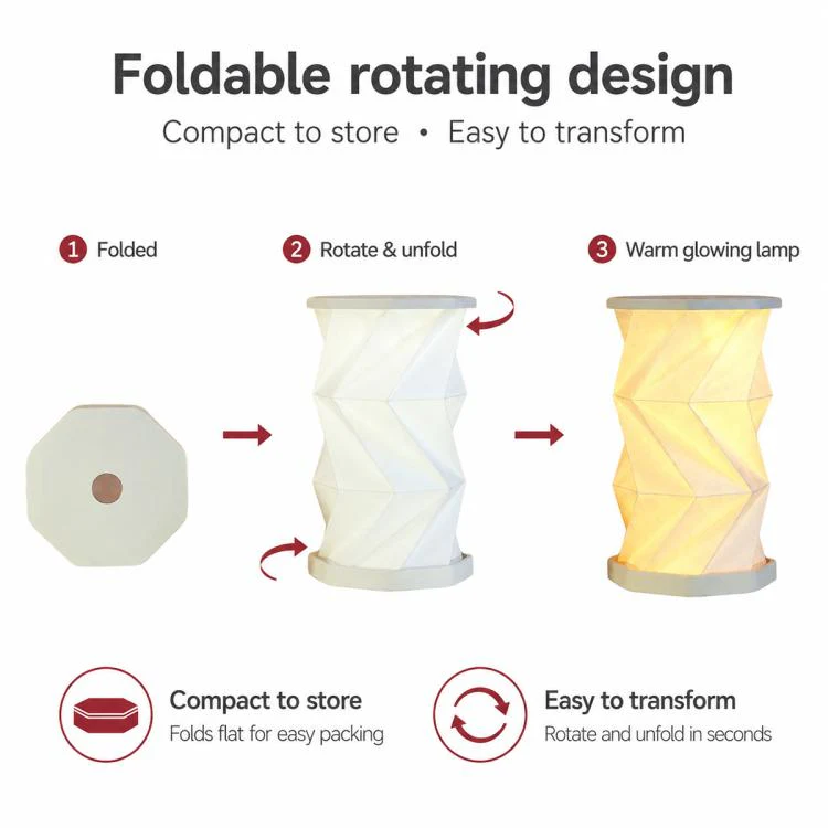 Mini Foldable Rotating Paper LED Lantern Night Light(Flowers) - Image 6
