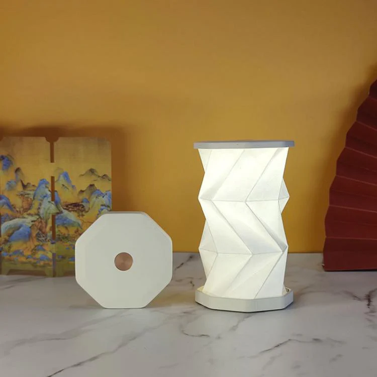Mini Foldable Rotating Paper LED Lantern Night Light(White)