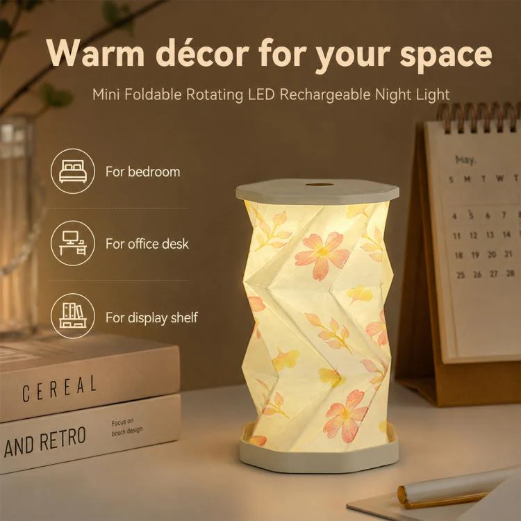 Mini Foldable Rotating Paper LED Lantern Night Light(White) - Image 7