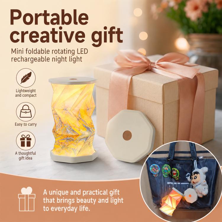 Mini Foldable Rotating Paper LED Lantern Night Light(White) - Image 8
