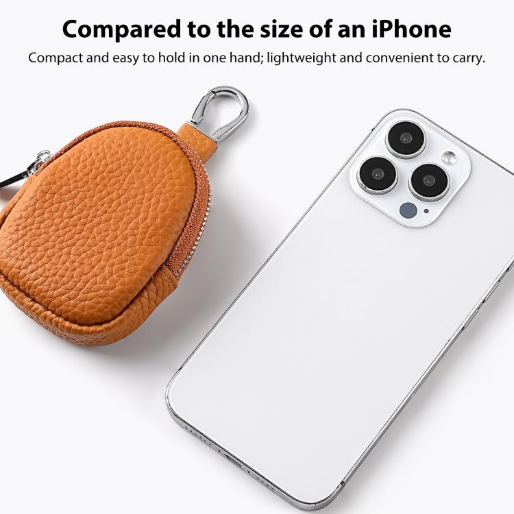 Mini Genuine Leather Earphone Data Cable Coin Bag(Bean Pink) - Image 9