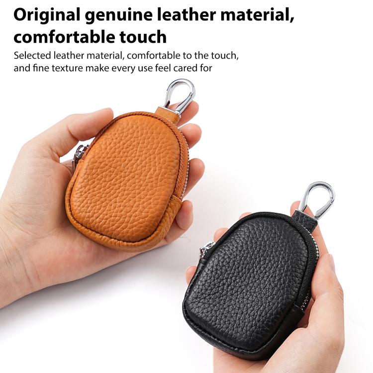Mini Genuine Leather Earphone Data Cable Coin Bag(Black) - Image 3