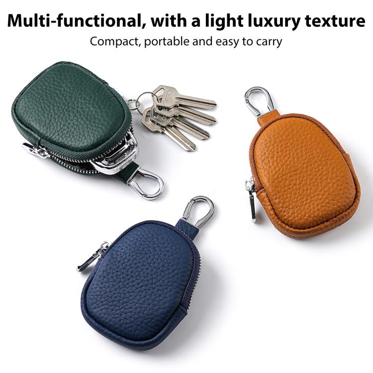 Mini Genuine Leather Earphone Data Cable Coin Bag(Matcha Green) - Image 2