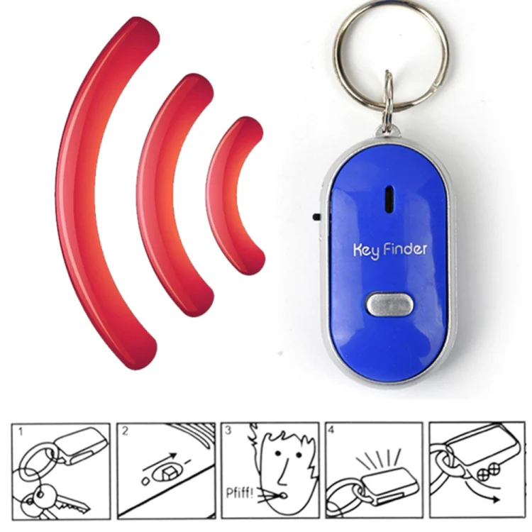 Mini LED Whistle Key Finder Flashing Beeping Remote Lost Keyfinder Locator Keyring for children(white) - Image 6