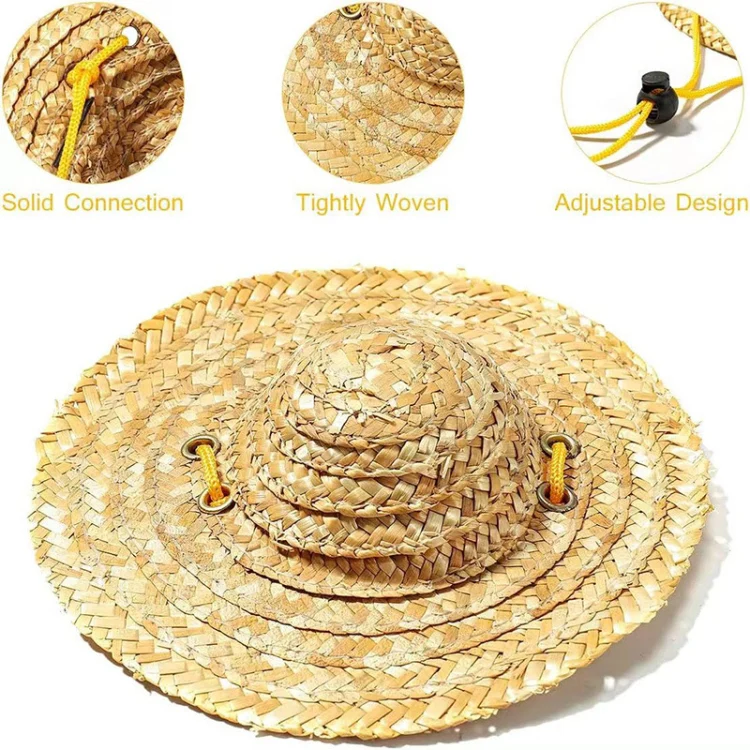 Mini Pet Straw Hat Cat Dog Birthday Party Sun Visor Hat, Size: S 10cm - Image 2