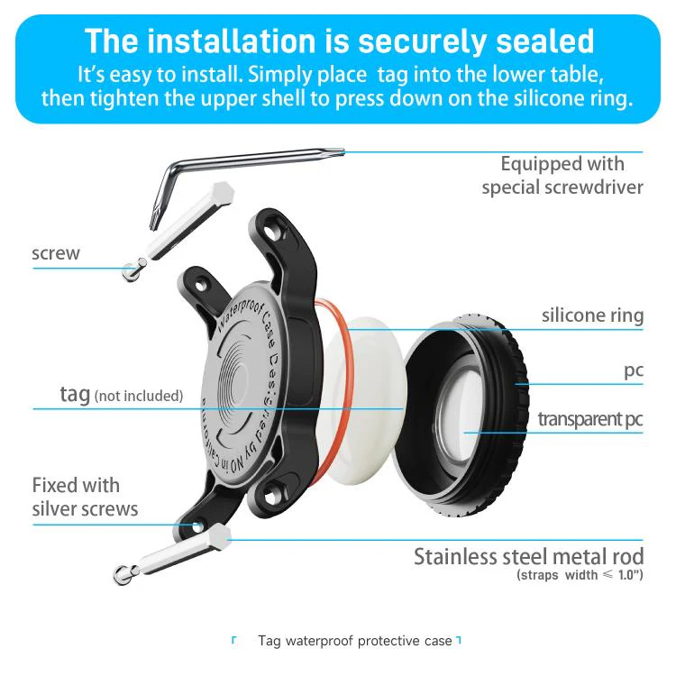 Mini Steel Anti-lost Waterproof Protective Cover For AirTag 1st Gen / 2nd Gen(Blue) - Image 6