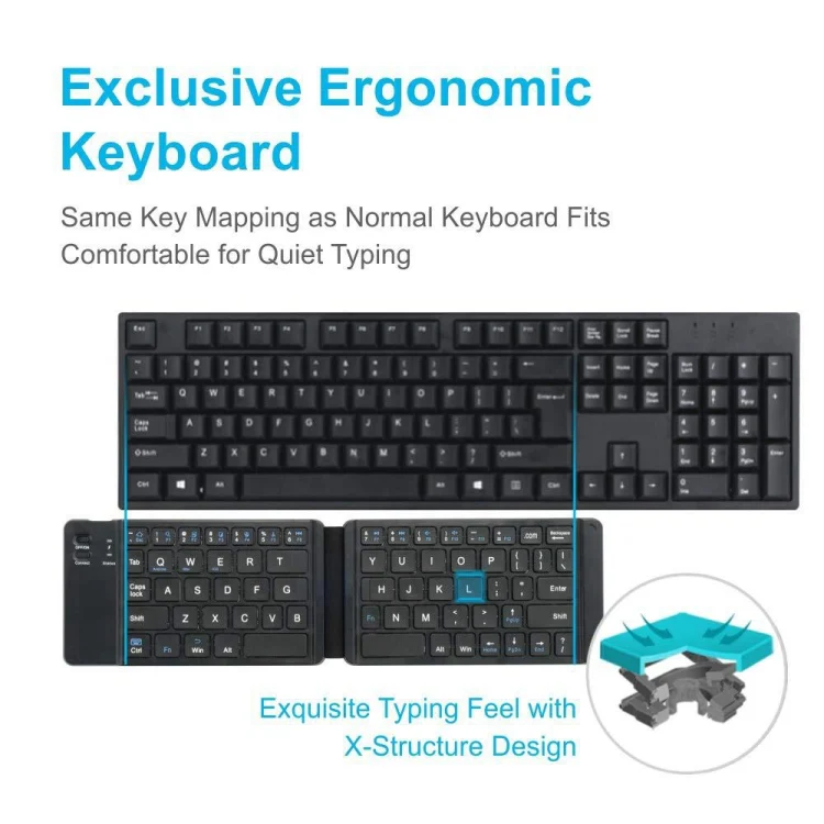 Mini Wireless Bluetooth Folding Keyboard (Black) - Image 3