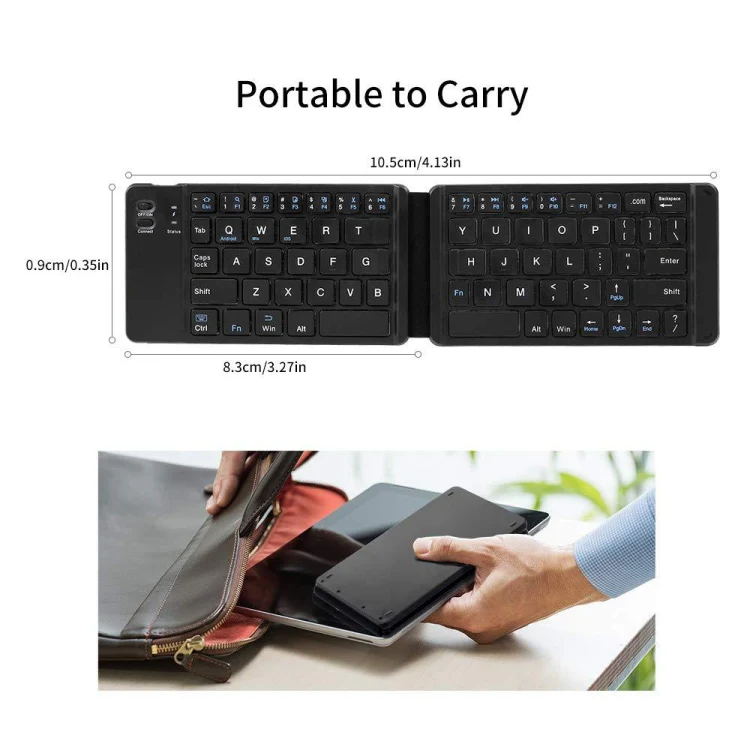 Mini Wireless Bluetooth Folding Keyboard (Black) - Image 5
