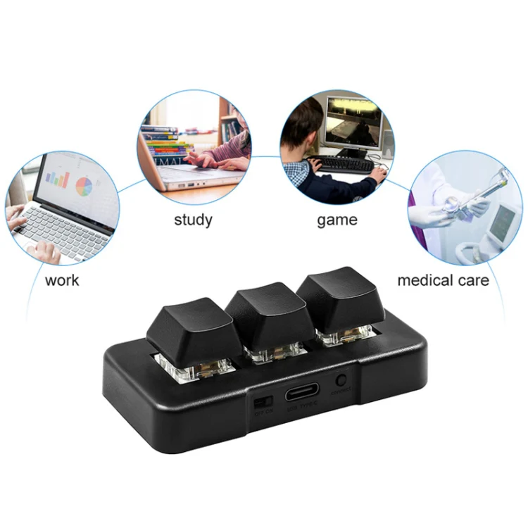 MK321 3 Keys Custom Keys Game Office PS Clip Macro Programming Keypad, Cable Length: 1.5m(Black) - Image 3