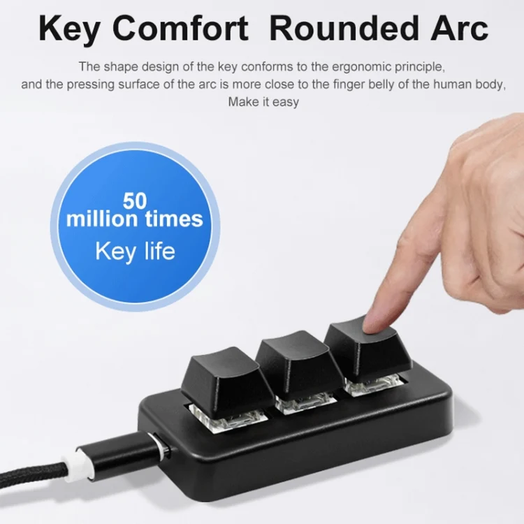 MK321BT Bluetooth 5.1 3 Keys Custom Keys Game Office PS Clip Macro Programming Keypad(Black) - Image 5