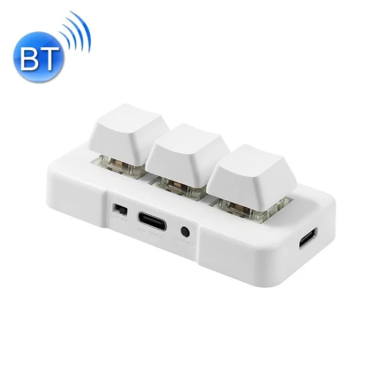 MK321BT Bluetooth 5.1 3 Keys Custom Keys Game Office PS Clip Macro Programming Keypad(White) - Image 2