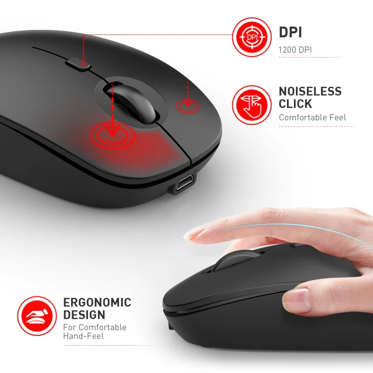 MKESPN 859 2.4G+BT5.0+BT3.0 Three Modes Wireless Mouse (Pink) - Image 3