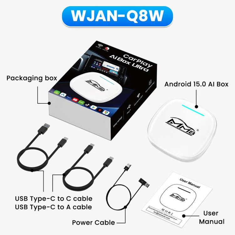 MMB WJAN-Q8W Universal Wireless CarPlay Adapter Plug-And-Play Wired To Wireless Smart Box(8+128G 5G Hong Kong, Macau, Taiwan+Eurasian) - Image 9