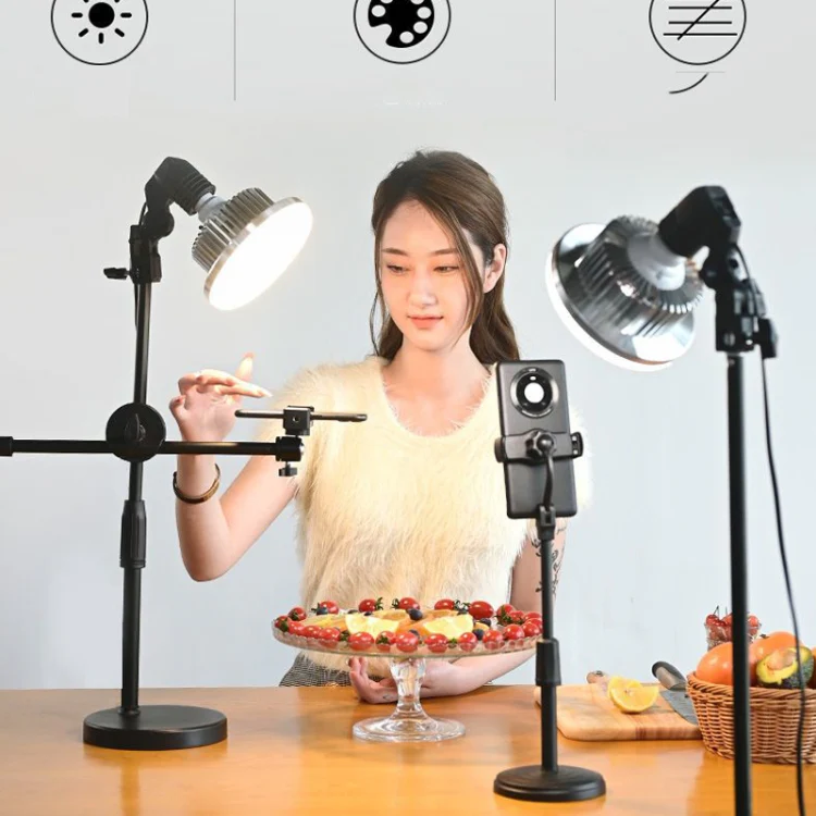 Mobile Phone Live Support Shooting Gourmet Beautification Fill Light Indoor Jewelry Photography Light, Style: 700W Mushroom Lamp + Stand + Overhead Stand - Image 4