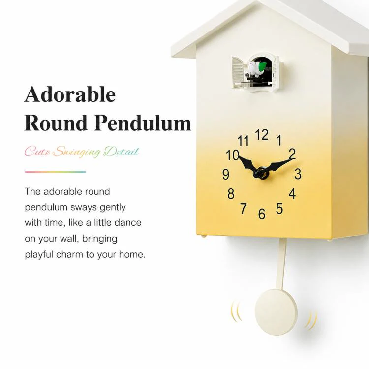 Modern Cuckoo Clock Kids House Shaped Wall Clock with Bird Chime Quiet Non-Ticking Decorative Wall Clock for Living Room Bedroom(T62 Green) - Image 4