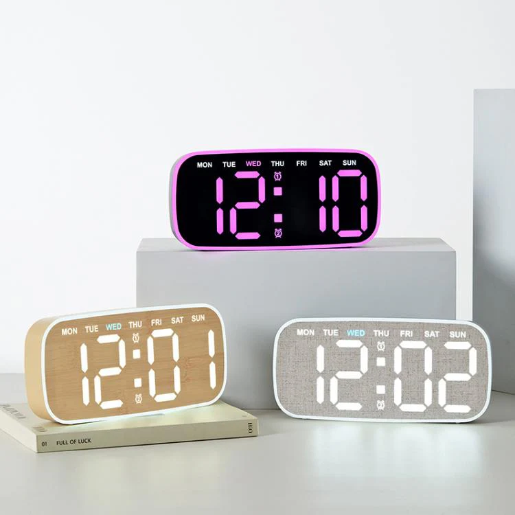 Modern Digital Wall Clock & Desk Clock LED Large Display with Date, Week, Temp, Adjustable Brightness Decorative Silent Clock(2817 Black Shell Green Light) - Image 2