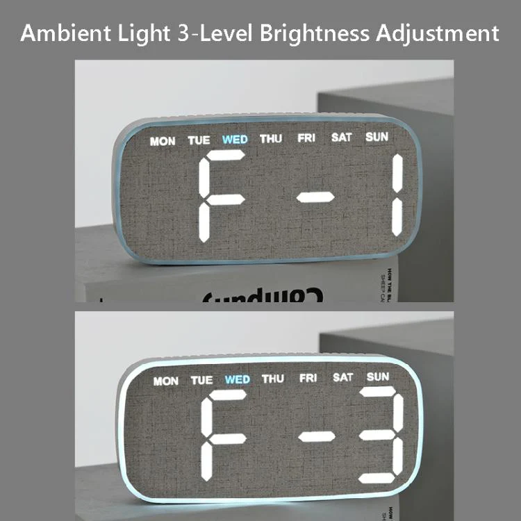 Modern Digital Wall Clock & Desk Clock LED Large Display with Date, Week, Temp, Adjustable Brightness Decorative Silent Clock(2817 Black Shell Green Light) - Image 6