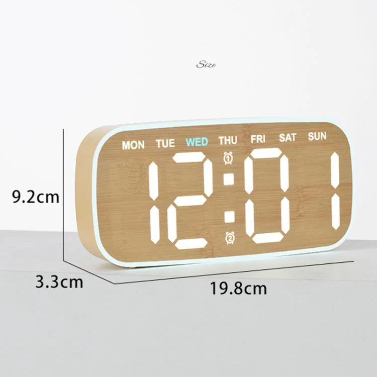 Modern Digital Wall Clock & Desk Clock LED Large Display with Date, Week, Temp, Adjustable Brightness Decorative Silent Clock(2817 Black Shell Green Light) - Image 9