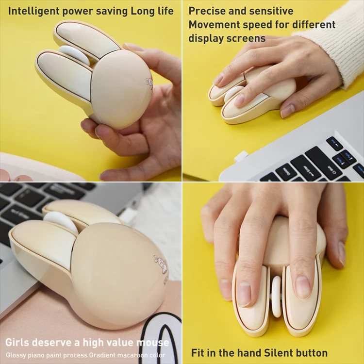 MOFii M6 Rabbit Shape 2.4G Wireless Mute Mouse(Milk Tea) - Image 4