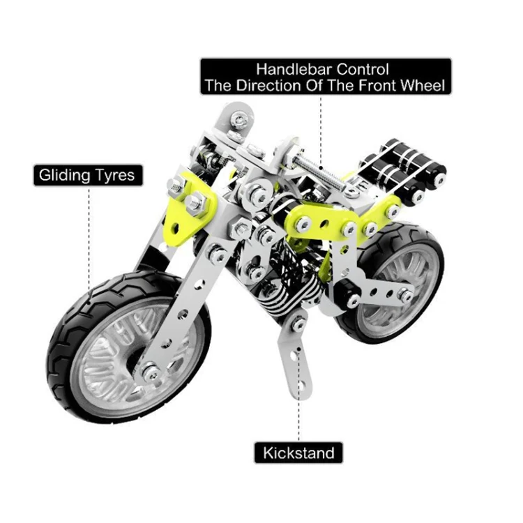 MoFun SW-003 188 PCS DIY Stainless Steel Street Motorcycle Assembling Blocks - Image 5