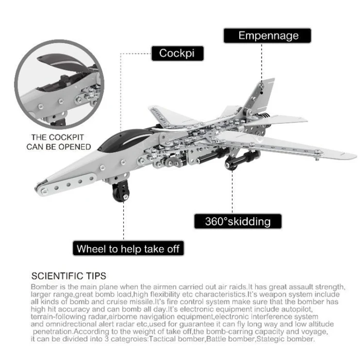 MoFun SW-022 DIY Stainless Steel Bombing Plane Assembling Blocks - Image 5