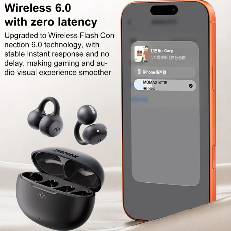 MOMAX 1-Vibe Clip M.IN.D True Wireless Clip Noise Reduction Bluetooth 6.0 Earphones(Orange) - Image 6