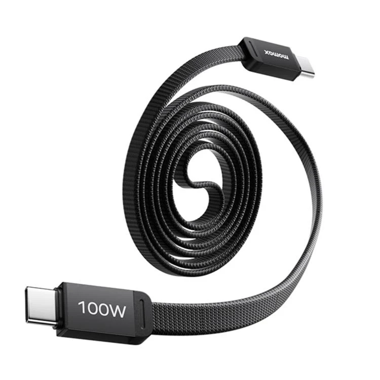 MOMAX 100W Type-C to Type-C Magnetic Retractable Fast Charging Braided Cable, Length:1m(Black)