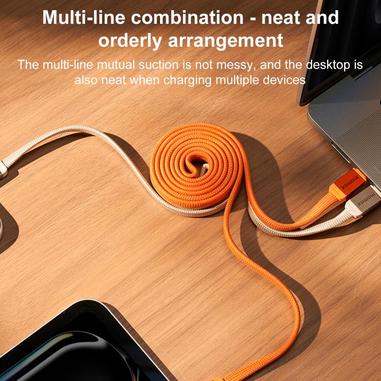 MOMAX 100W Type-C to Type-C Magnetic Retractable Fast Charging Braided Cable, Length:1m(Orange) - Image 6
