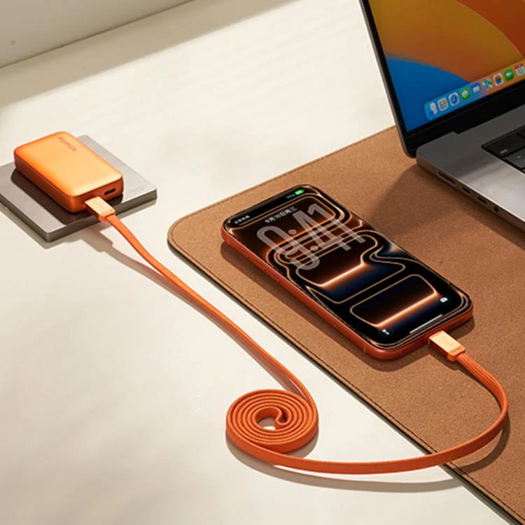 MOMAX 100W Type-C to Type-C Magnetic Retractable Fast Charging Braided Cable, Length:1m(Orange) - Image 9