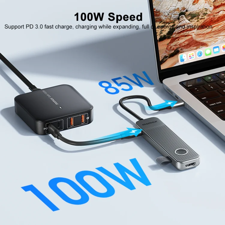 MOMAX DH17 7 in 1 ONELINK Travel Case Type-C to USB Docking Station HUB Adapter - Image 5