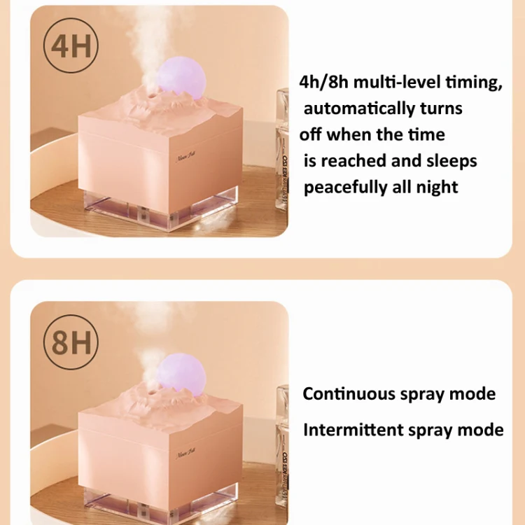 Moon Meteorite Mini Humidifier With Colorful Night Light(Pink) - Image 4