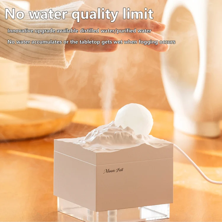 Moon Meteorite Mini Humidifier With Colorful Night Light(Pink) - Image 7