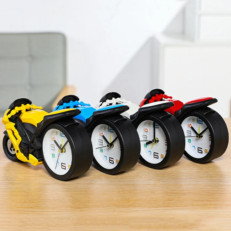 Motorcycle Alarm Clock Ornaments Creative Child Gift Clock(Red Motorcycle Racing) - Image 3