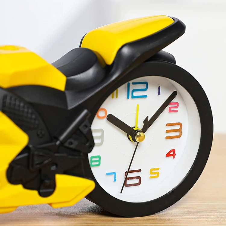 Motorcycle Alarm Clock Ornaments Creative Child Gift Clock(White Motorcycle Racing) - Image 5