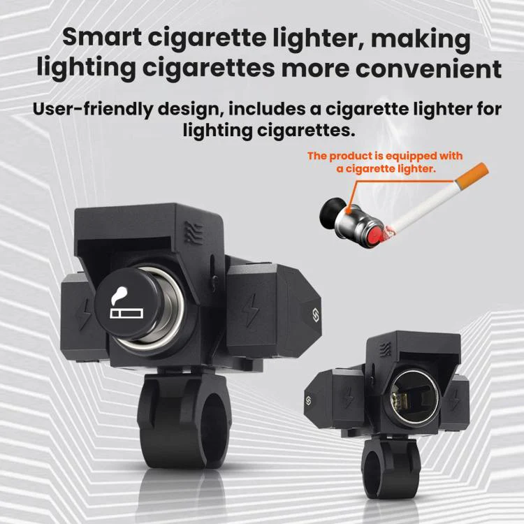 Motorcycle Mobile Phone QC3.0 Waterproof PD Fast Charging USB Charger(3 in 1 With Cigarette Lighter) - Image 5