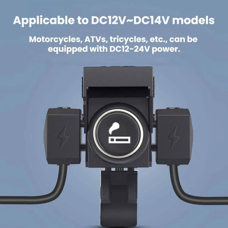 Motorcycle Mobile Phone QC3.0 Waterproof PD Fast Charging USB Charger(3 in 1 With Cigarette Lighter) - Image 6