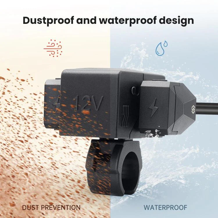 Motorcycle Mobile Phone QC3.0 Waterproof PD Fast Charging USB Charger(3 in 1 With Cigarette Lighter) - Image 8
