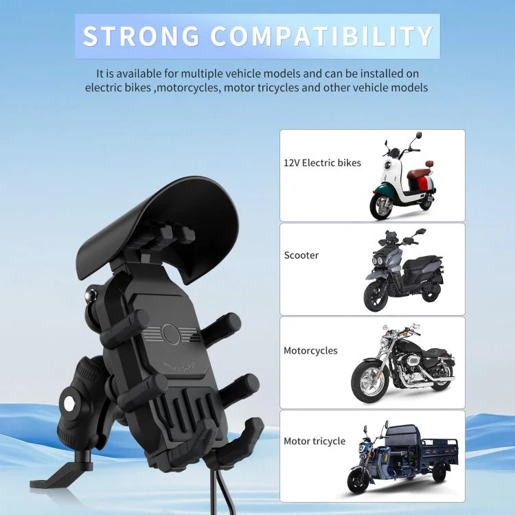 Motorcycle Wireless Charging Phone Holder With A+C Port Fast Charging Anti-theft Features(Mirror Base) - Image 12