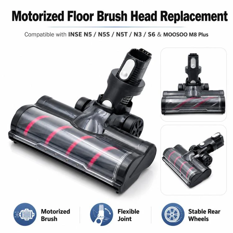 Motorized Floor Brush Head For INSE N5 / N5S / N5T / N3 / S6 and MOOSOO M8 Plus Vacuums Soft Roller
