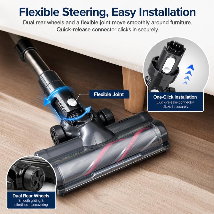 Motorized Floor Brush Head For INSE N5 / N5S / N5T / N3 / S6 and MOOSOO M8 Plus Vacuums Soft Roller - Image 2
