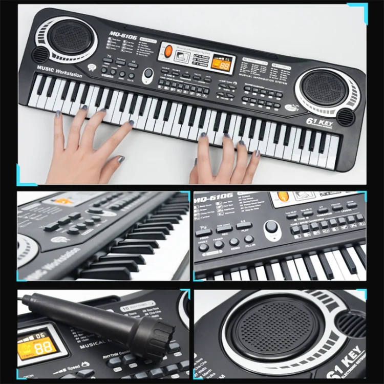 MQ6106 61-Keys Multifunctional Electronic Organ Children Toy with Microphone, Spec: EU Plug - Image 6