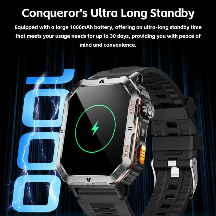 MT62 2.01-inch IPS Display Outdoor Adventures Smart Watch with 1000mAh Battery & Flashlight(Camouflage Black) - Image 17