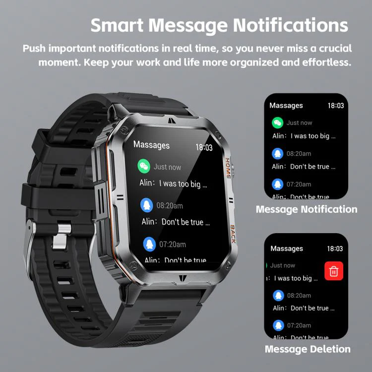 MT62 2.01-inch IPS Display Outdoor Adventures Smart Watch with 1000mAh Battery & Flashlight(Silver Orange) - Image 10